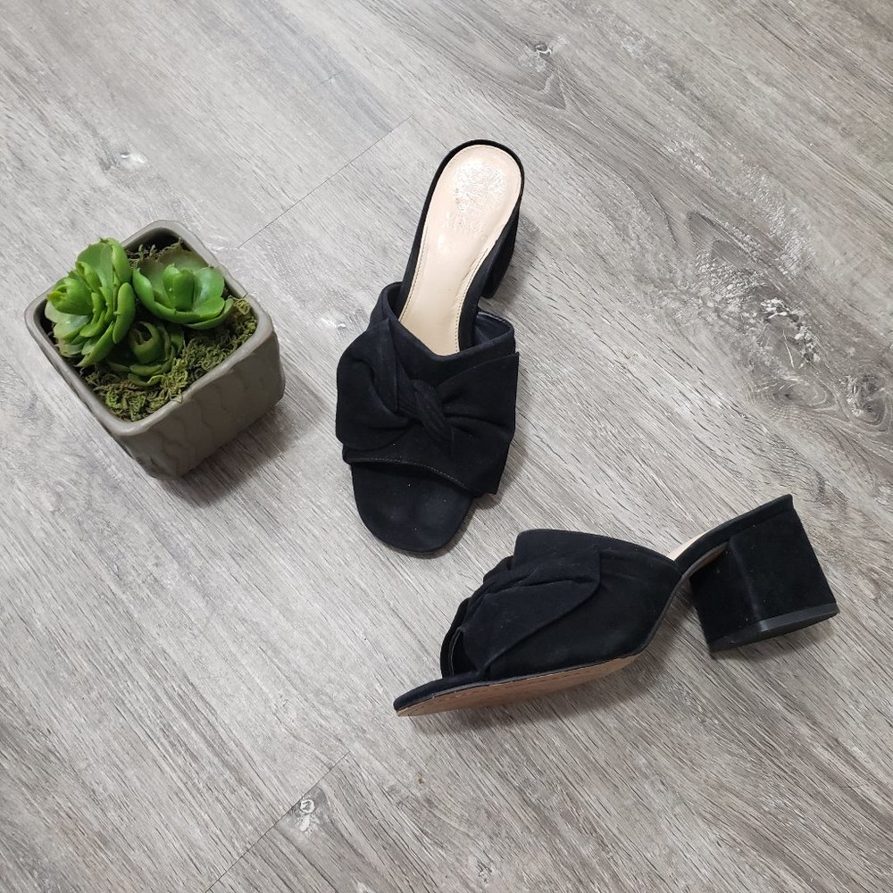 Vince Camuto Sharrey Suede Leather Bow Mules 7.5
